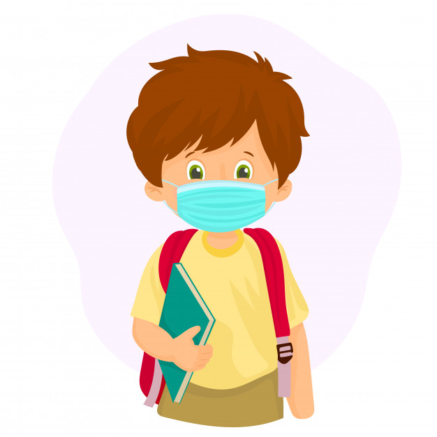 little schoolboy wearing face mask back to school illustration 61841 1421